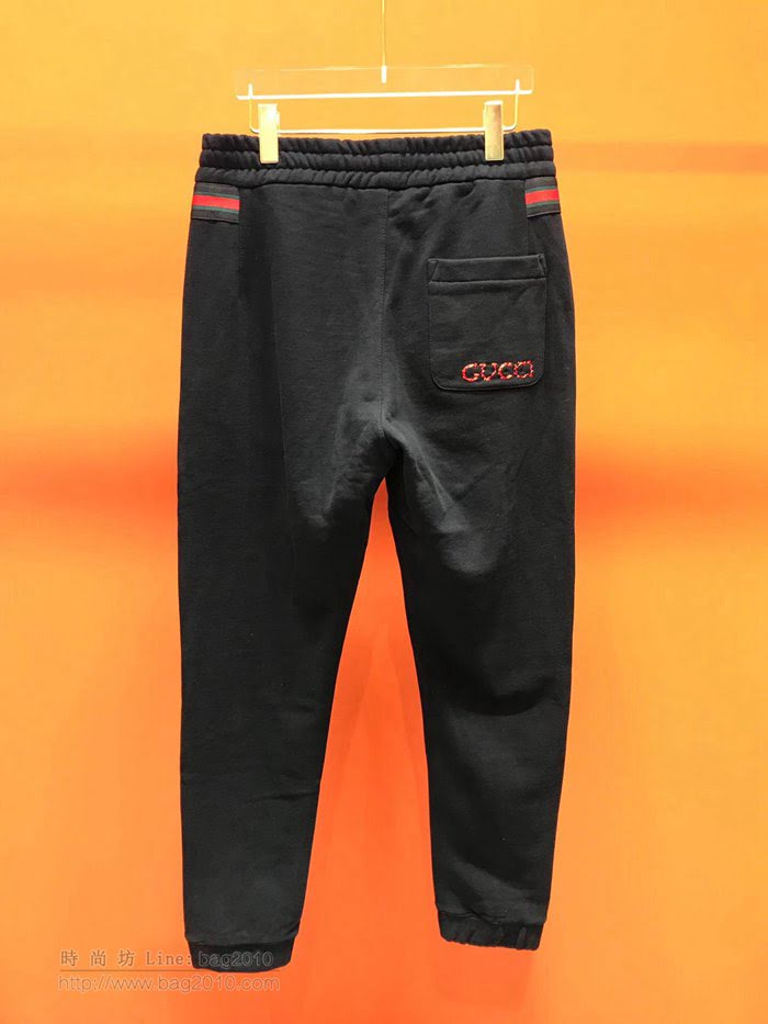 Gucci男裝 19-20FW新款 古奇黑色衛褲 男士休閒運動褲 男士秋季新款單品  tzy2292